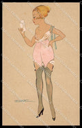 Artist Signed Calderara Risque Lady Tights Donnina serie 3241-12 pc ZG3796 – fronte