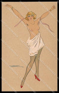 Artist Signed Calderara Risque Lady Tights Donnina serie 3241-10 pc ZG3804 – fronte