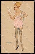 Artist Signed Calderara Risque Lady Tights Donnina serie 3241-12 pc ZG3807 – fronte