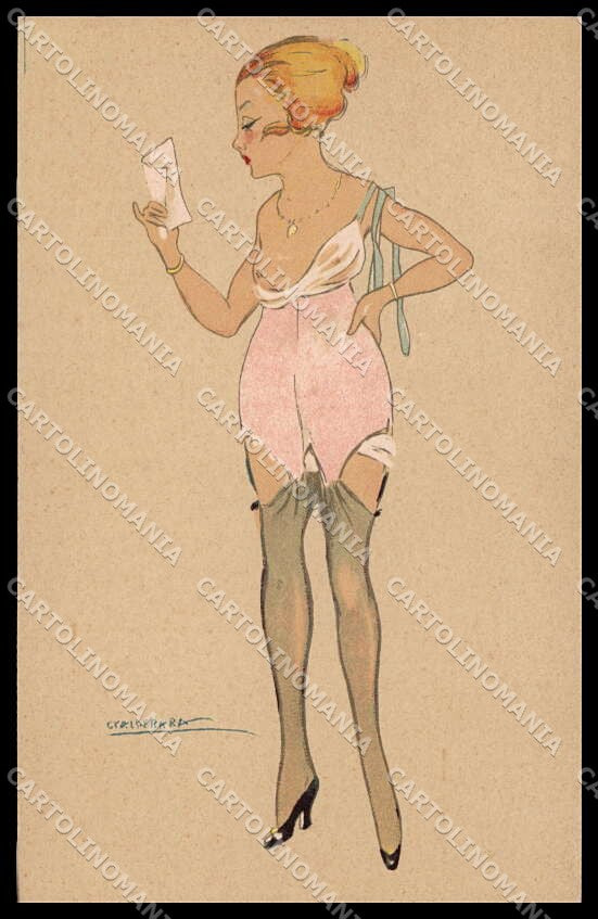 Artist Signed Calderara Risque Lady Tights Donnina serie 3241-12 pc ZG3807 – fronte