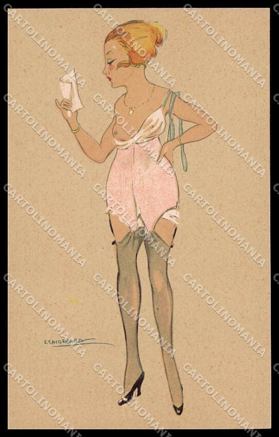Artist Signed Calderara Risque Lady Tights Donnina serie 3241-12 pc ZG3816 – fronte