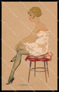 Artist Signed Calderara Risque Lady Tights Donnina serie 3241-9 pc ZG3818 – fronte
