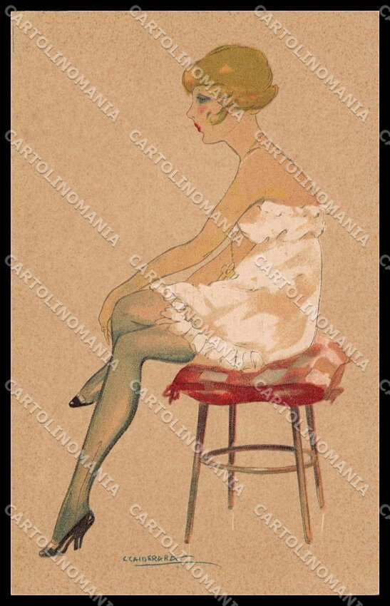 Artist Signed Calderara Risque Lady Tights Donnina serie 3241-9 pc ZG3818 – fronte