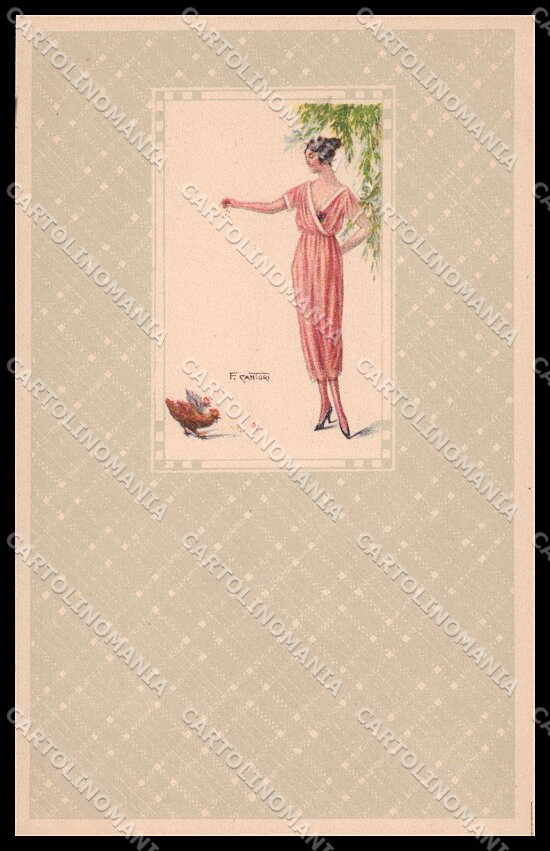 Artist Signed F. Cantori Glamour Fashion Lady Art Deco serie 2213 pc ZG3829 – fronte