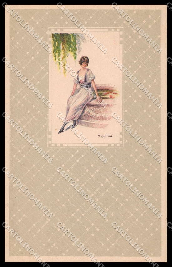 Artist Signed F. Cantori Glamour Fashion Lady Art Deco serie 2213 pc ZG3832 – fronte