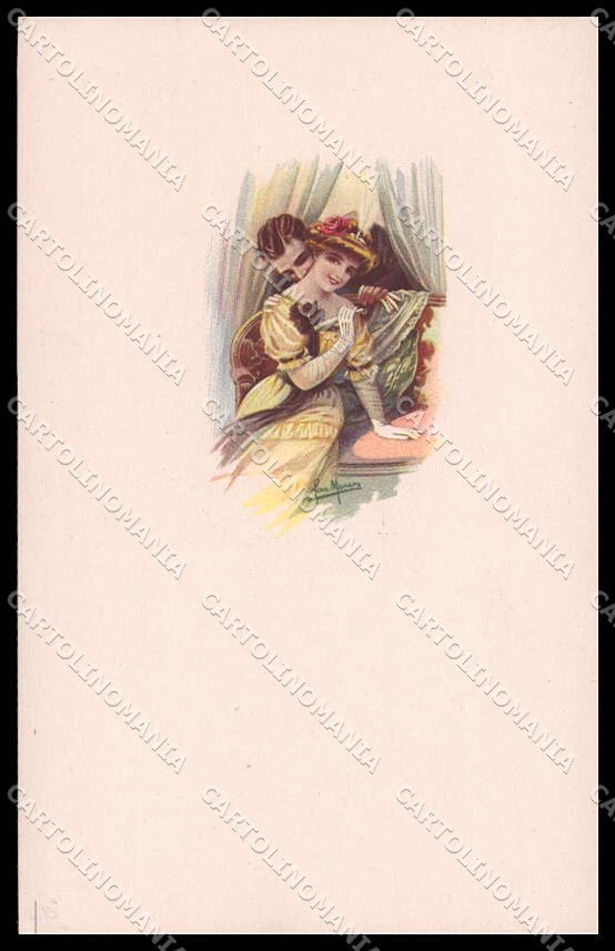 Artist Signed San Marco Romantic Couple Lady Art Deco serie 892M-2 pc ZG3833 – fronte