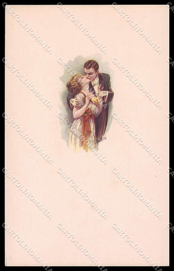 Artist Signed San Marco Romantic Couple Lady Art Deco serie 892M-4 pc ZG3836 – fronte