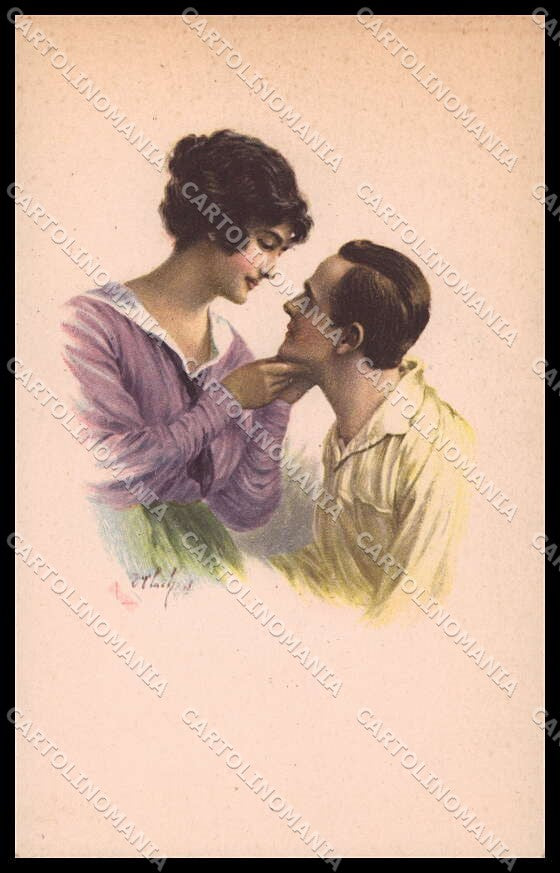 Artist Signed Romantic Couple Lady Art Deco LP serie 417-1 pc ZG3837 – fronte