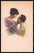 Artist Signed Romantic Couple Lady Art Deco LP serie 417-1 pc ZG3837 – fronte