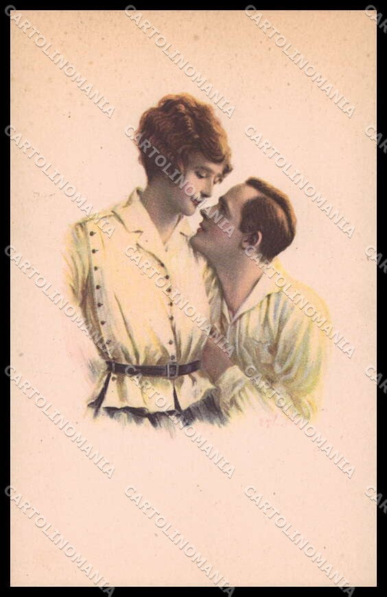Artist Signed Romantic Couple Lady Art Deco LP serie 417-3 pc ZG3839 – fronte