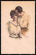 Artist Signed Romantic Couple Lady Art Deco LP serie 417-4 pc ZG3840 – fronte
