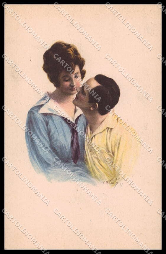 Artist Signed Romantic Couple Lady Art Deco LP serie 417-5 pc ZG3841 – fronte