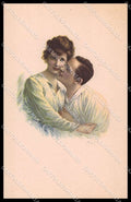 Artist Signed Romantic Couple Lady Art Deco LP serie 417-6 pc ZG3842 – fronte