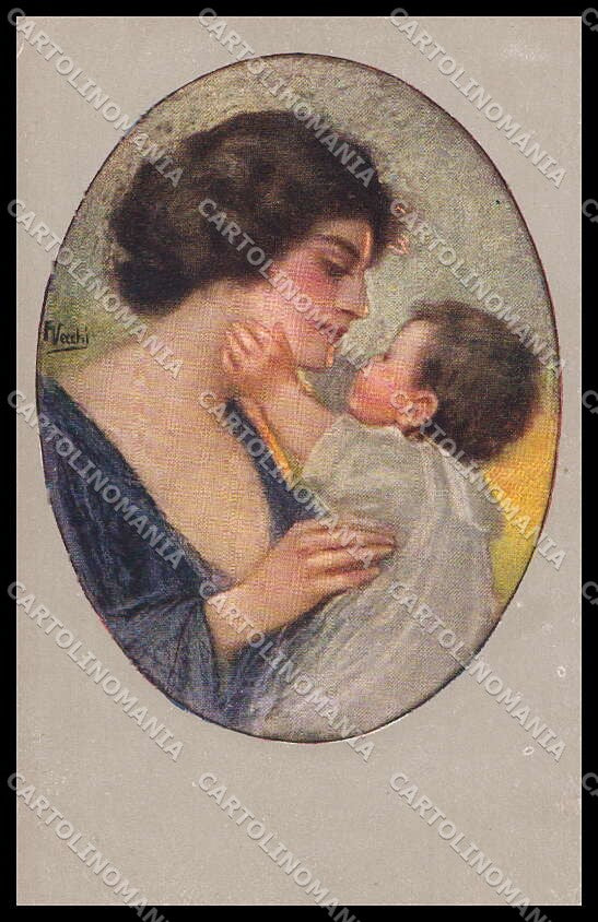 Artist Signed Vecchi Lady and Child Donnina serie 245-3 pc ZG3845 – fronte