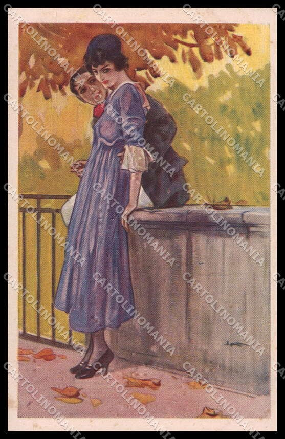 Artist Signed L. Metlicovitz Romantic Couple Art Deco serie 415-1 pc ZG3852 – fronte