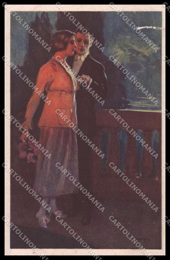 Artist Signed Metlicovitz Romantic Couple Art Deco serie 275-2 ABRADED pc ZG3857 – fronte