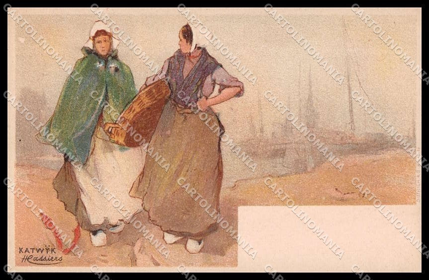 Artist Signed H. Cassiers Danish Costumes Katwyk Litho WRINKLES pc ZG3861 – fronte