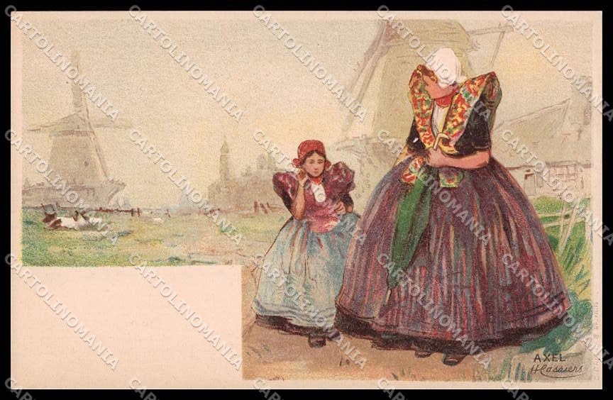 Artist Signed H. Cassiers Danish Costumes Axel Litho pc ZG3864 – fronte