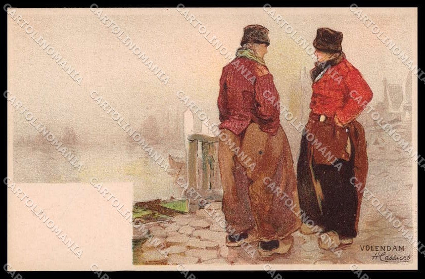 Artist Signed H. Cassiers Danish Costumes Volendam Litho pc ZG3868 – fronte