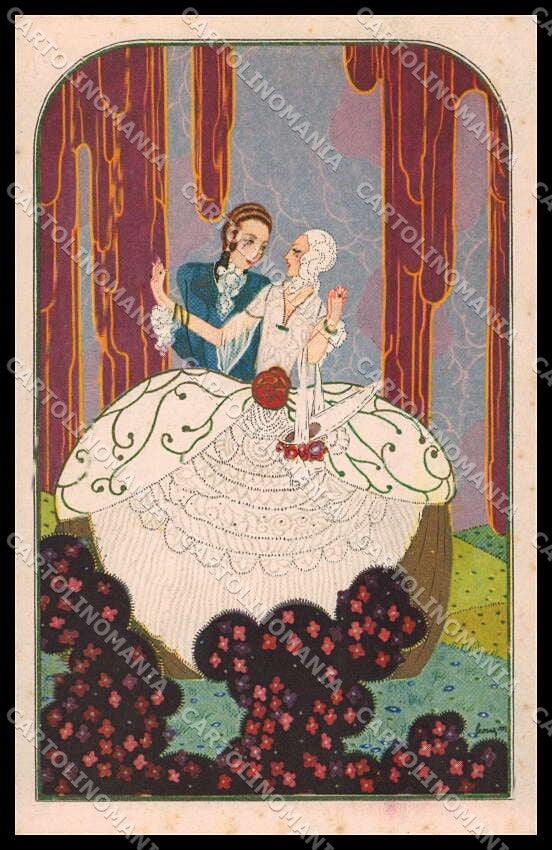 Artist Signed Leonem Leonessi Italian Art Deco Degami serie 1047 pc ZG3879 – fronte