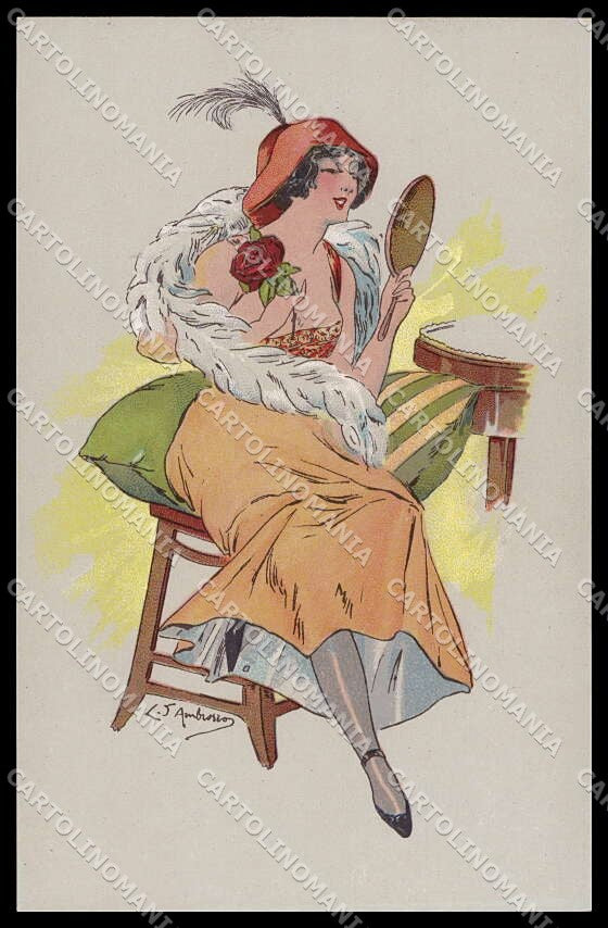 Artist Signed C. S. Ambrosio Risque Lady serie 370-2 pc ZG3892 – fronte