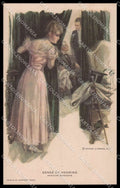 Artist Signed H. Fisher Lady Sense of Hearing Water Color serie 703 pc ZG3895 – fronte