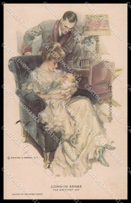 Artist Signed H. Fisher Lady Common Sense Water Color serie 705 pc ZG3896 – fronte