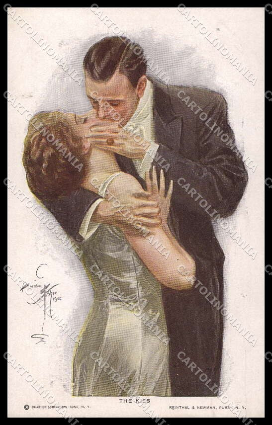 Artist Signed H. Fisher Lady The Kiss Reinthal serie 108 pc ZG3900 – fronte