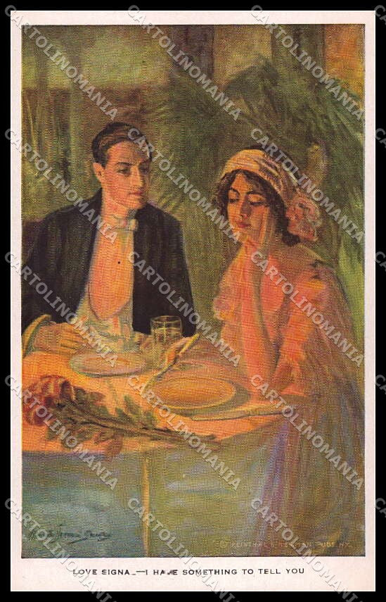 Artist Signed A. Dewey Romantic Couple Love Signal Reinthal serie 458 pc ZG3905 – fronte