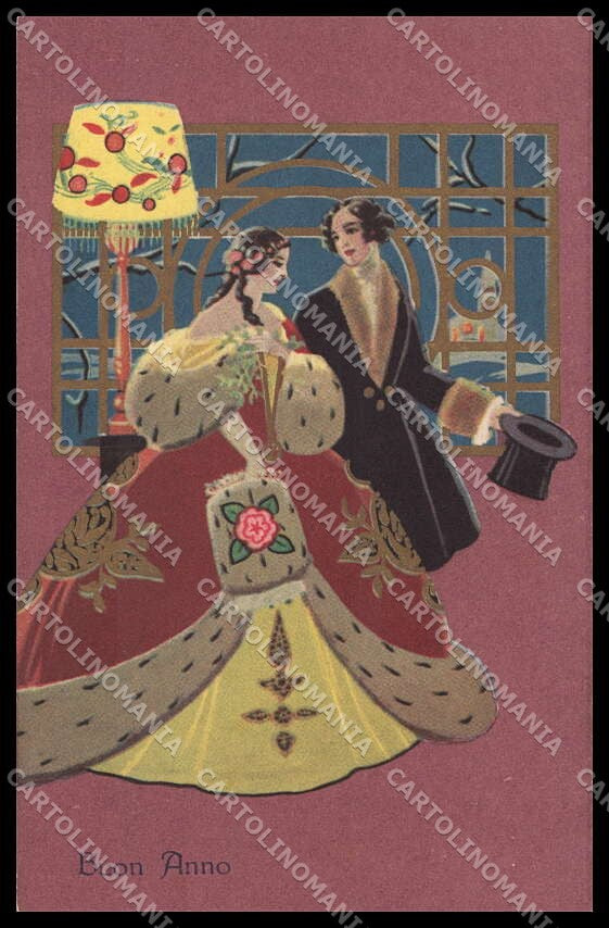Artist Signed Anichini Romantic Couple Lady Deco Ballerini serie 345 pc ZG3930 – fronte