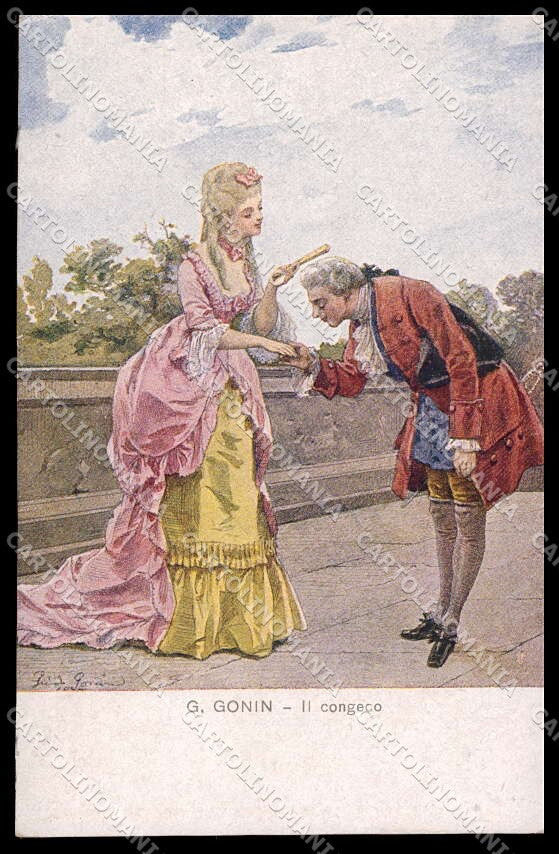 Artist Signed G. Gonin Romantic Couple Il congedo serie 1785 pc ZG3932 – fronte