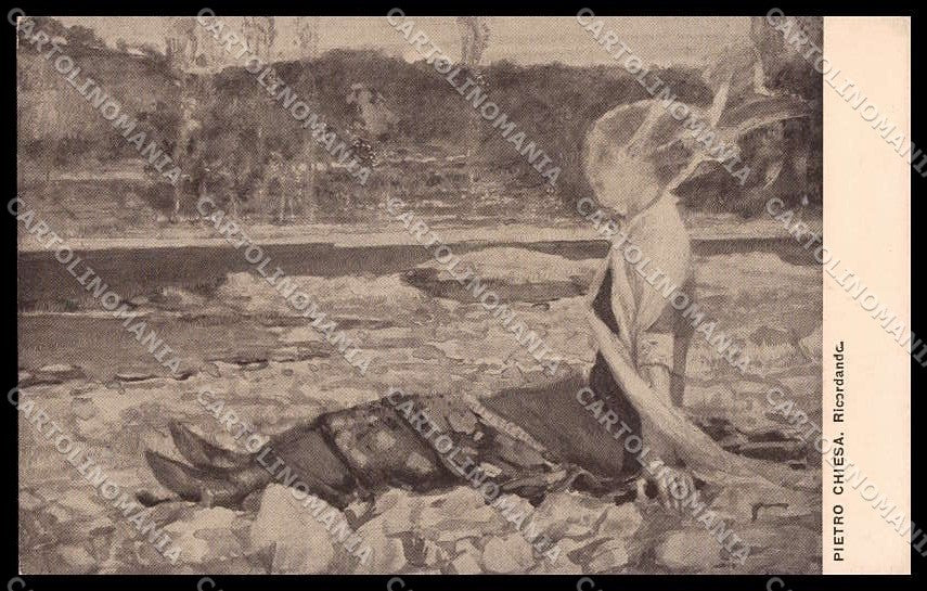 Artist Signed Pietro Chiesa Lady Ricordando Expo Venezia 1912 pc ZG3975 – fronte