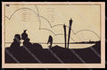 Artist Signed Villa Scattina Romantic Couple Venezia Silhouette pc ZG4037 – fronte