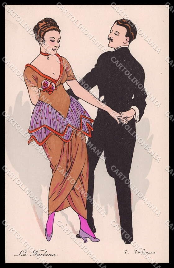 Artist Signed Fabiano Romantic Couple Furlana Dance Hand Painted 598 pc ZG4043 – fronte
