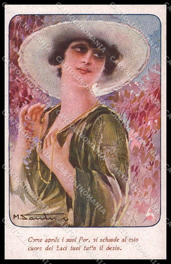 Artist Signed Santino Glamour Fashion Lady Art Deco serie 138-3 pc ZG4082 – fronte