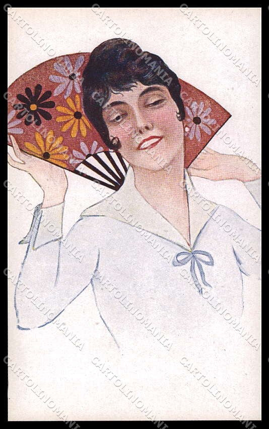 Artist Signed Giris Glamour Fashion Lady Fan serie 2026-4 pc ZG4113 – fronte