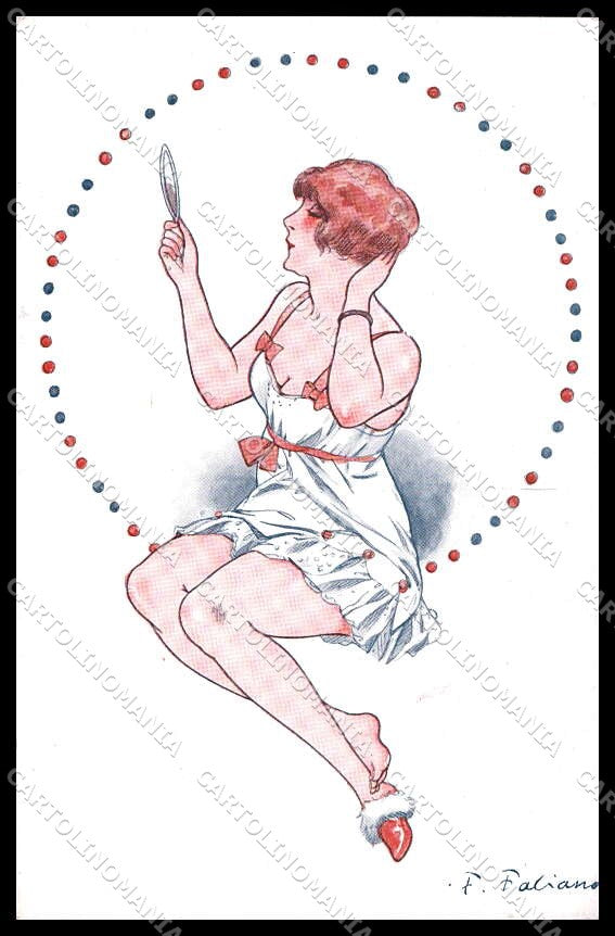 Artist Signed F. Fabiano Risque Lady Pour etre Belle serie 15-71 pc ZG4116 – fronte
