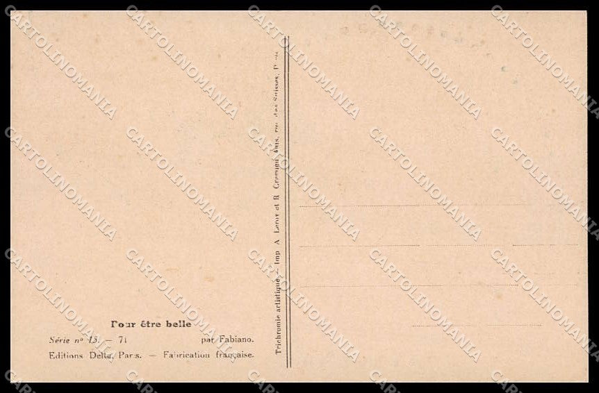 Artist Signed F. Fabiano Risque Lady Pour etre Belle serie 15-71 pc ZG4116 – retro