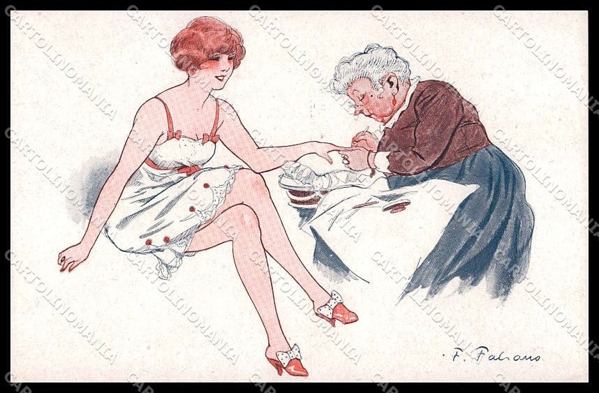 Artist Signed F. Fabiano Risque Lady Pour etre Belle serie 15-73 pc ZG4117 – fronte