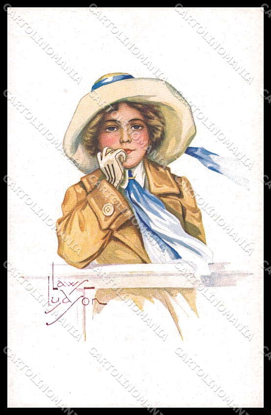 Artist Signed Laws Ludson Bertiglia ? Glamour Fashion Lady serie 60-4 pc ZG4124 – fronte