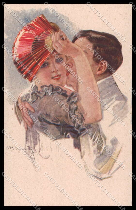 Artist Signed Simonetti Romantic Couple Art Deco serie 236-2 pc ZG4132 – fronte