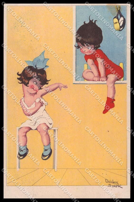 Artist Signed Chicky Spark Children NPG serie 08040-4 STAINS pc ZG4215 – fronte