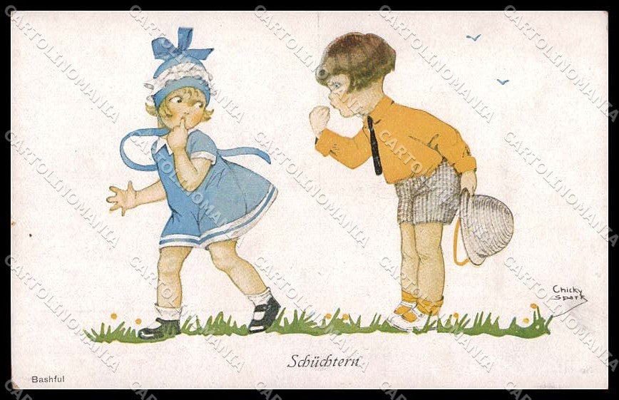Artist Signed Chicky Spark Children Bashful serie 617 pc ZG4220 – fronte