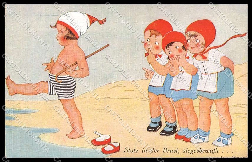 Artist Signed Chicky Spark Children Beach Sea serie 980 pc ZG4267 – fronte