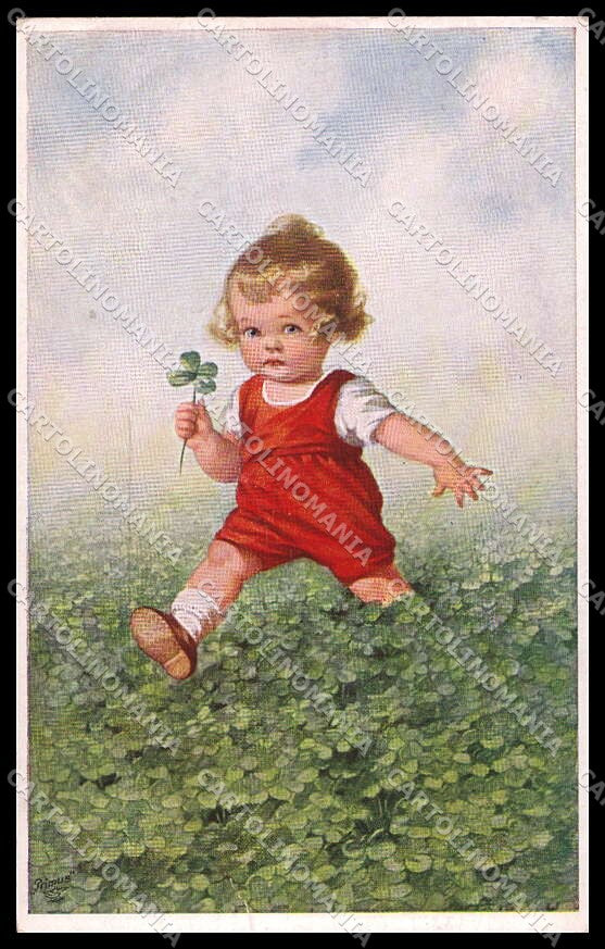 Artist Signed Fialkowska Child four-leaf clover serie 03355 pc ZG4305 – fronte
