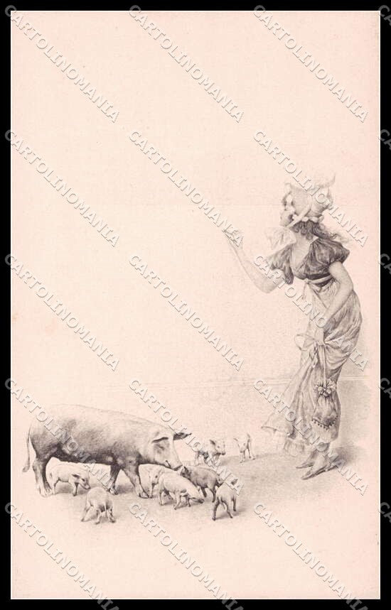 Artist Signed Lady Pig Viennoise M M Vienne pc ZG4438 – fronte