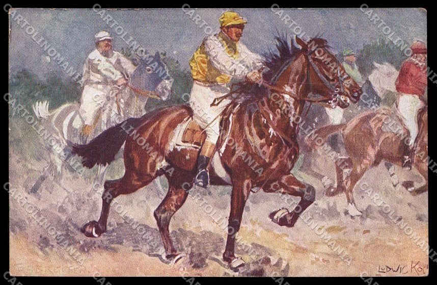 Artist Signed Ludwig Koch Horse Racing Sport BKWI 473-6 pc ZG4469 – fronte