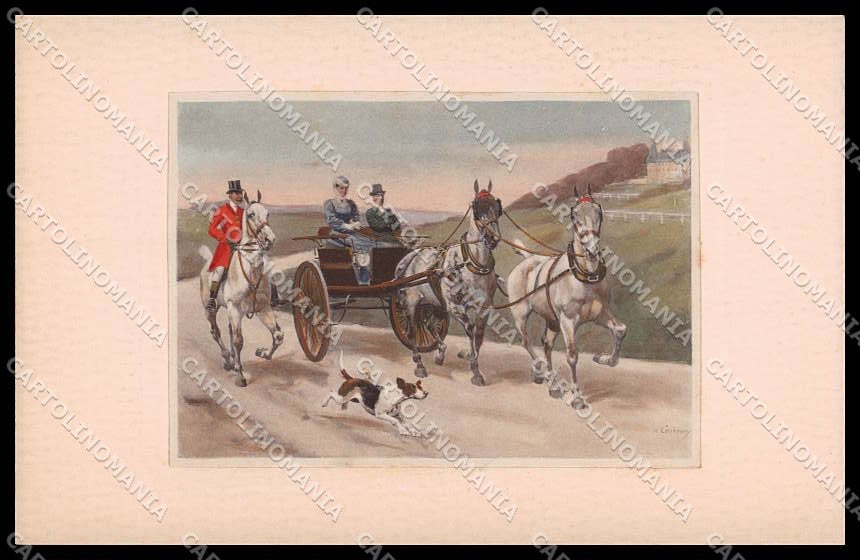 Artist Signed C. F. de Condamy Horse Dog Lady pc ZG4484 – fronte