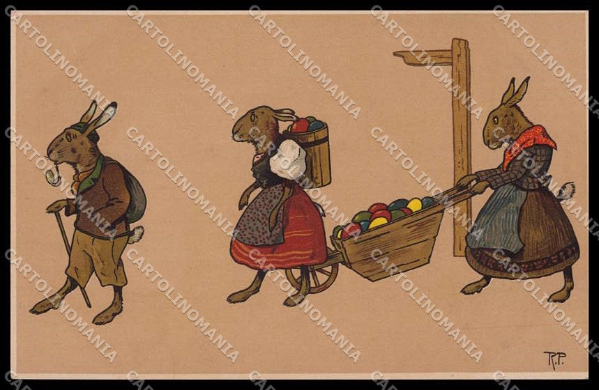 Artist Signed Rudolph Pick Easter Dressed Rabbits Pasqua Meissner 1570 pc ZG4540 – fronte