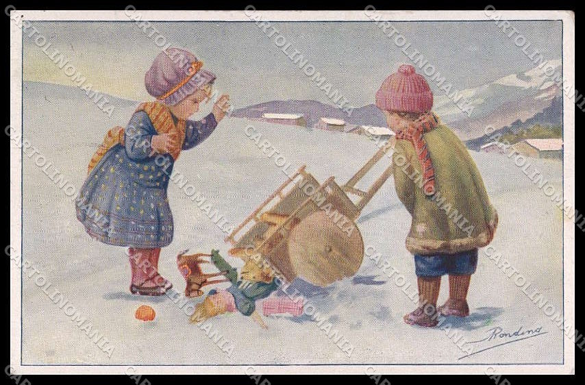Artist Signed Rondina Children Winter Toys serie 1037 pc ZG4541 – fronte